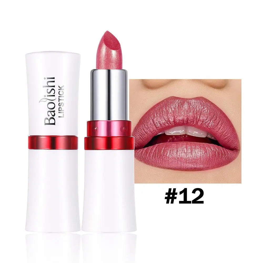 Shiny Pearlescent Lip Makeup Waterproof Last Flash Lipstick Qme 12