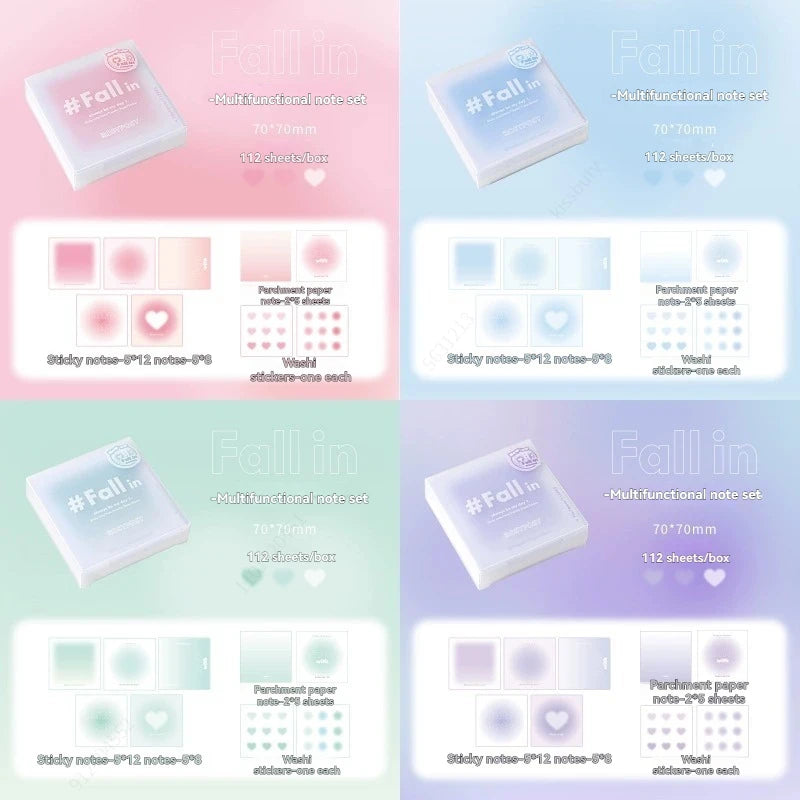 112 Sheets Multifunctional Self-Adhesive Sticky Notes Portable Notepad Easy To Paste Student Office Memo Stationery Supplies Qme 4 Pcs mix
