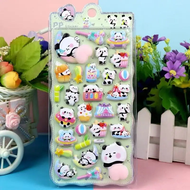 1 Sheet 3D Cute Animal Butt Stickers, Stress Relief Puffy Squishy Sticker for DIY Scrapbook Guitar Phone Case Laptop Decal Qme Panda-12