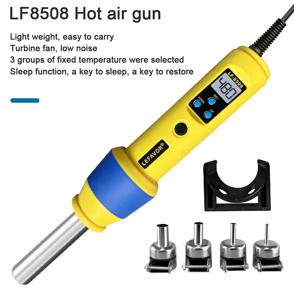 LEFAVOR 110V 220V LCD Digital Heat Air Gun Desoldering Soldering Qme 8508 A1 220V EU PLUG