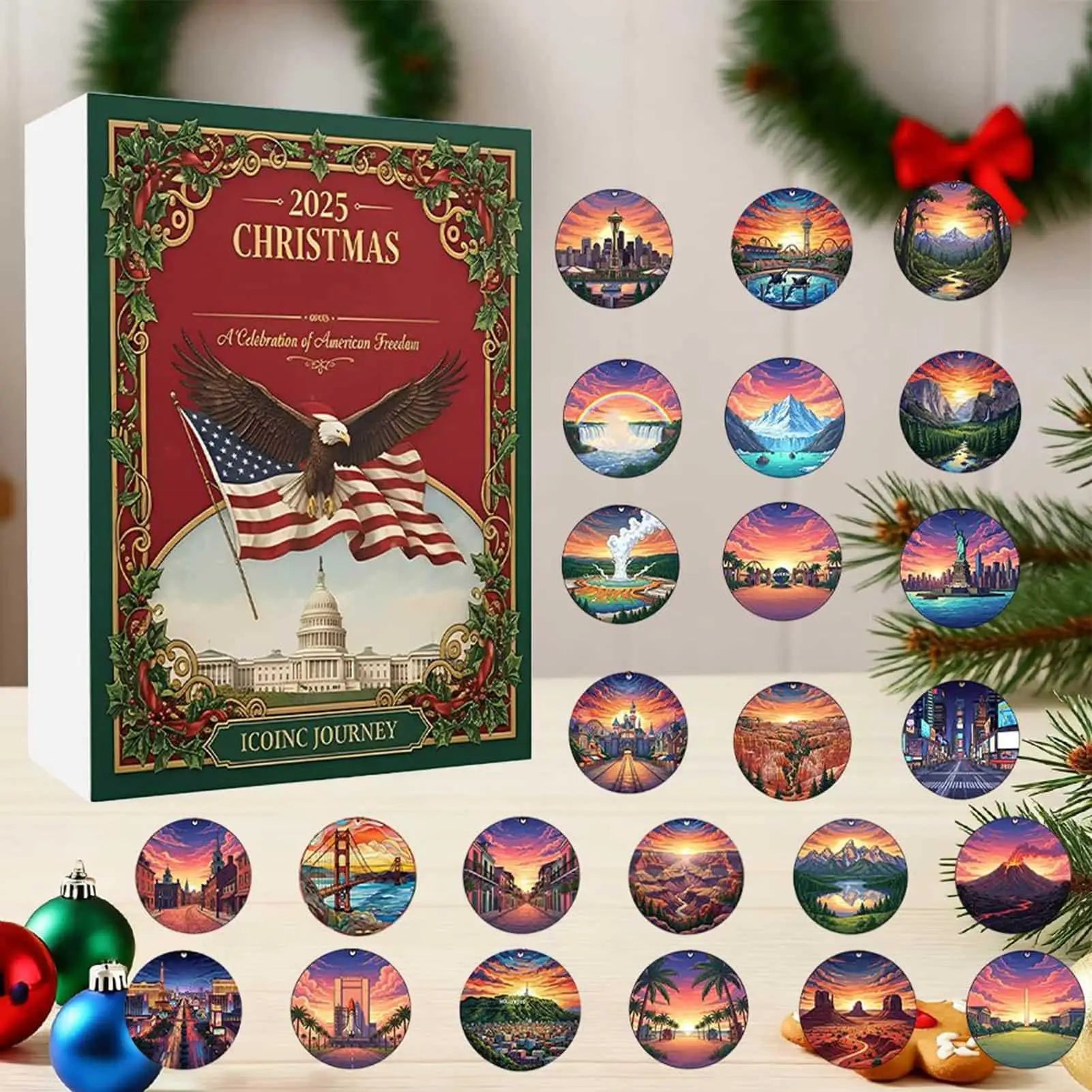 Advent Ornament Calendar 2025 24-Day 2d Pendant Christmas National Qme