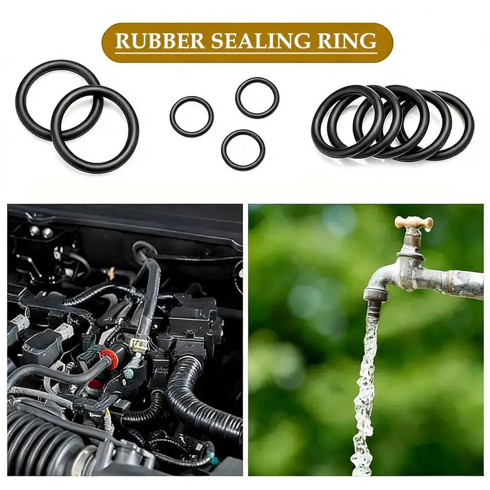 Rubber O-ring Assortment Black Sealing Gasket Faucet Automotive Air Qme