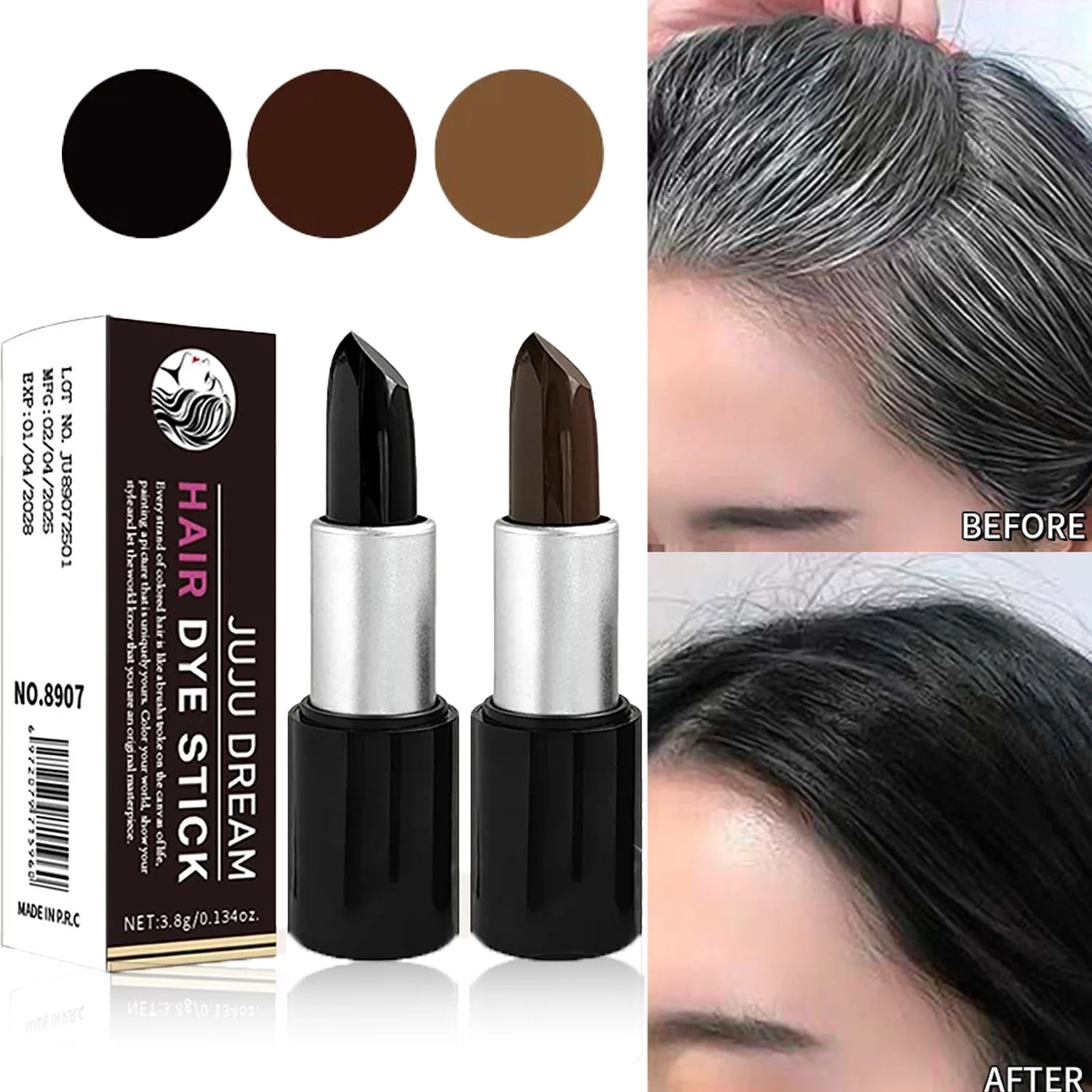Portable Hair Dye Stick Quick Disposable Temporary Covers White Qme