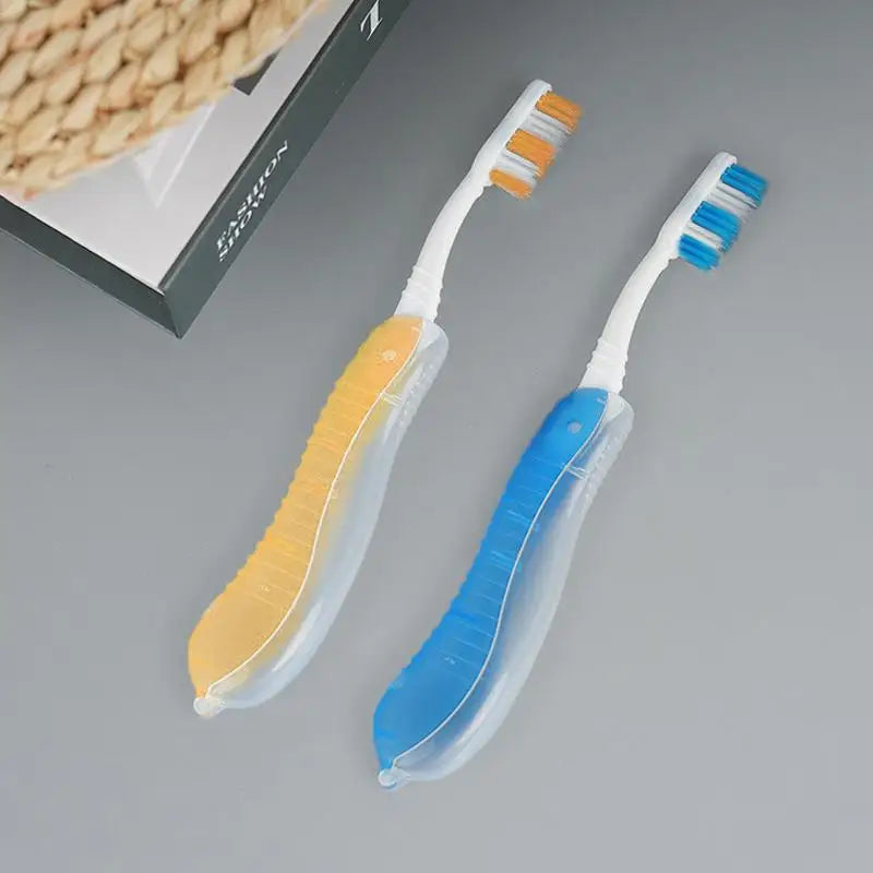 Compact Folding Toothbrush Foldable Design Travel Pocket Suitable Qme Beige one size