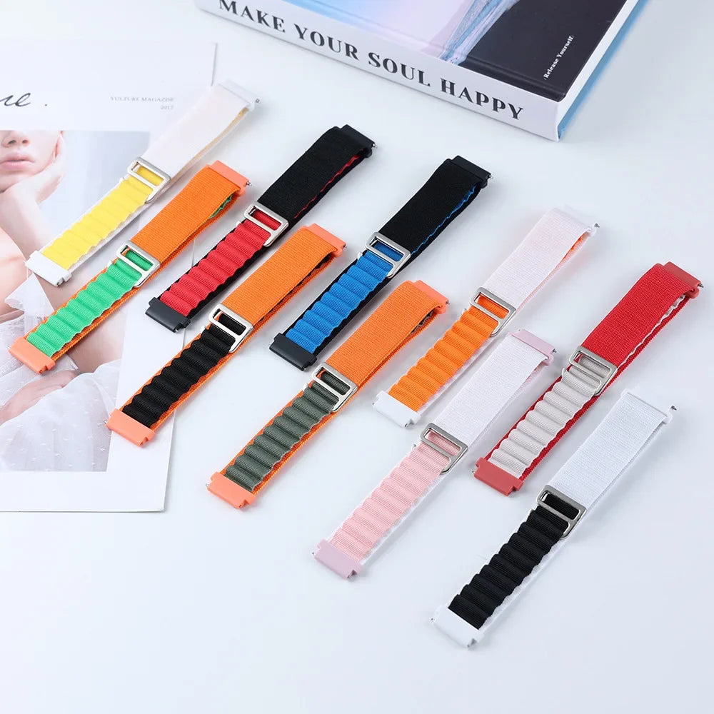 Suitable for Quartz Samsung Watch 4/5/6 20mm 22mm Nylon Quick Release Outdoor Strap Huawei GT3 High Mountain Loop Watch Bands Qme