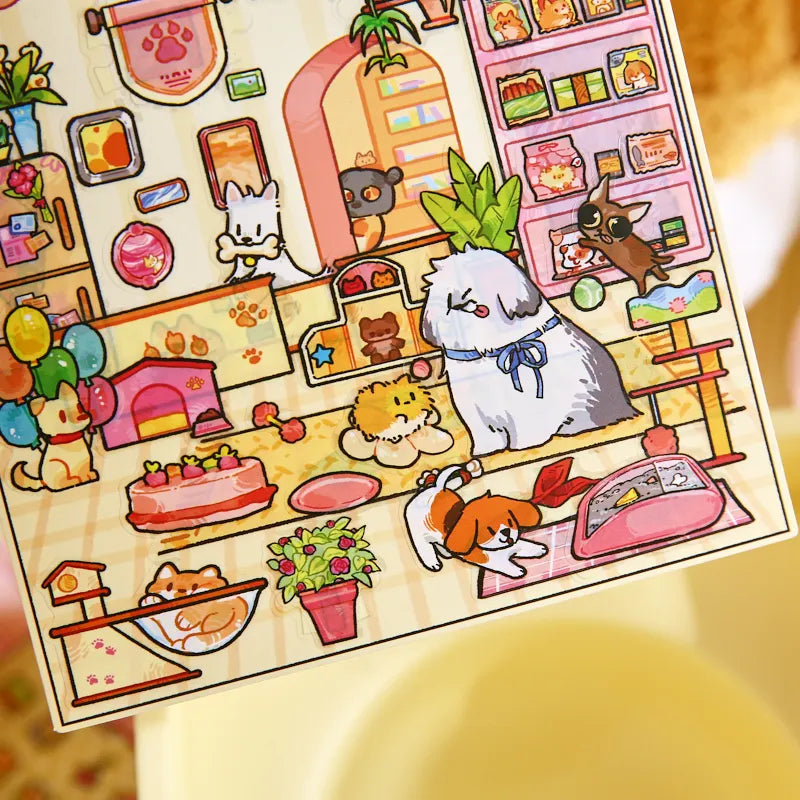 Cute Pets Theme 3D Landscape Stickers for Stress Relief DIY Craft Scrapbook Guitar Phone Case Notebook Decoration Qme
