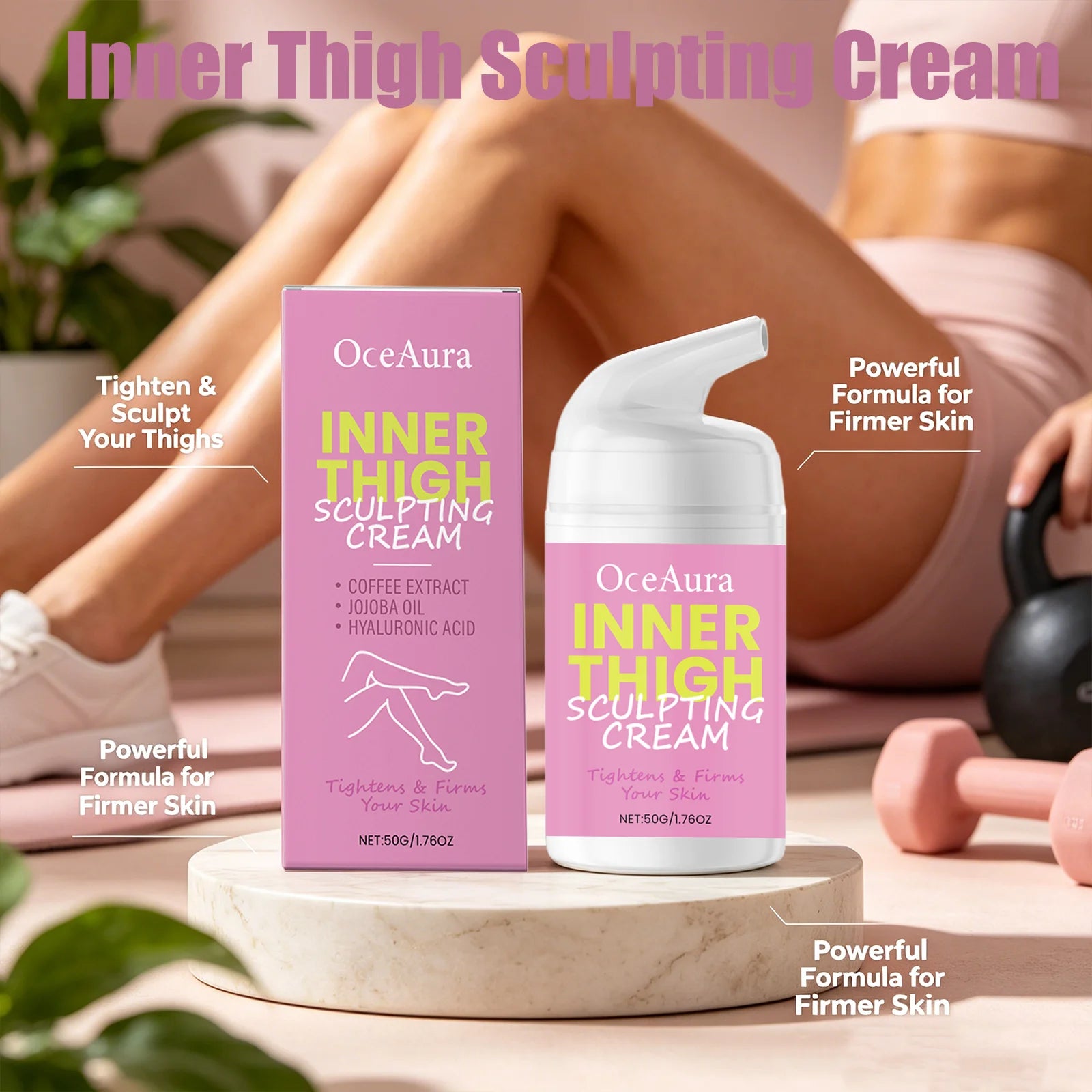 OceAura Inner Thigh Sculpting Cream Skin Firming Deep Moisturizing Long-Lasting Hydrating Leg Shaping Leg Skin Firm Lotion 50G Qme