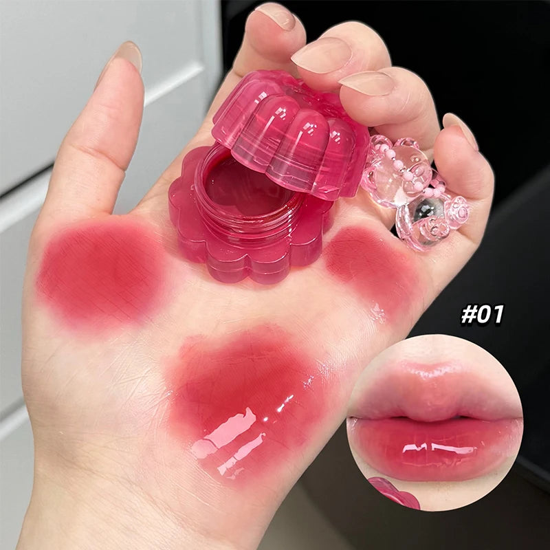 QIBEST Moisturizing Mirror Lipgloss Lip and Cheek Dual-Purpose Gel Jelly Water-Glow Colorful Lip Cheek Blush Cream Lip Stain Qme