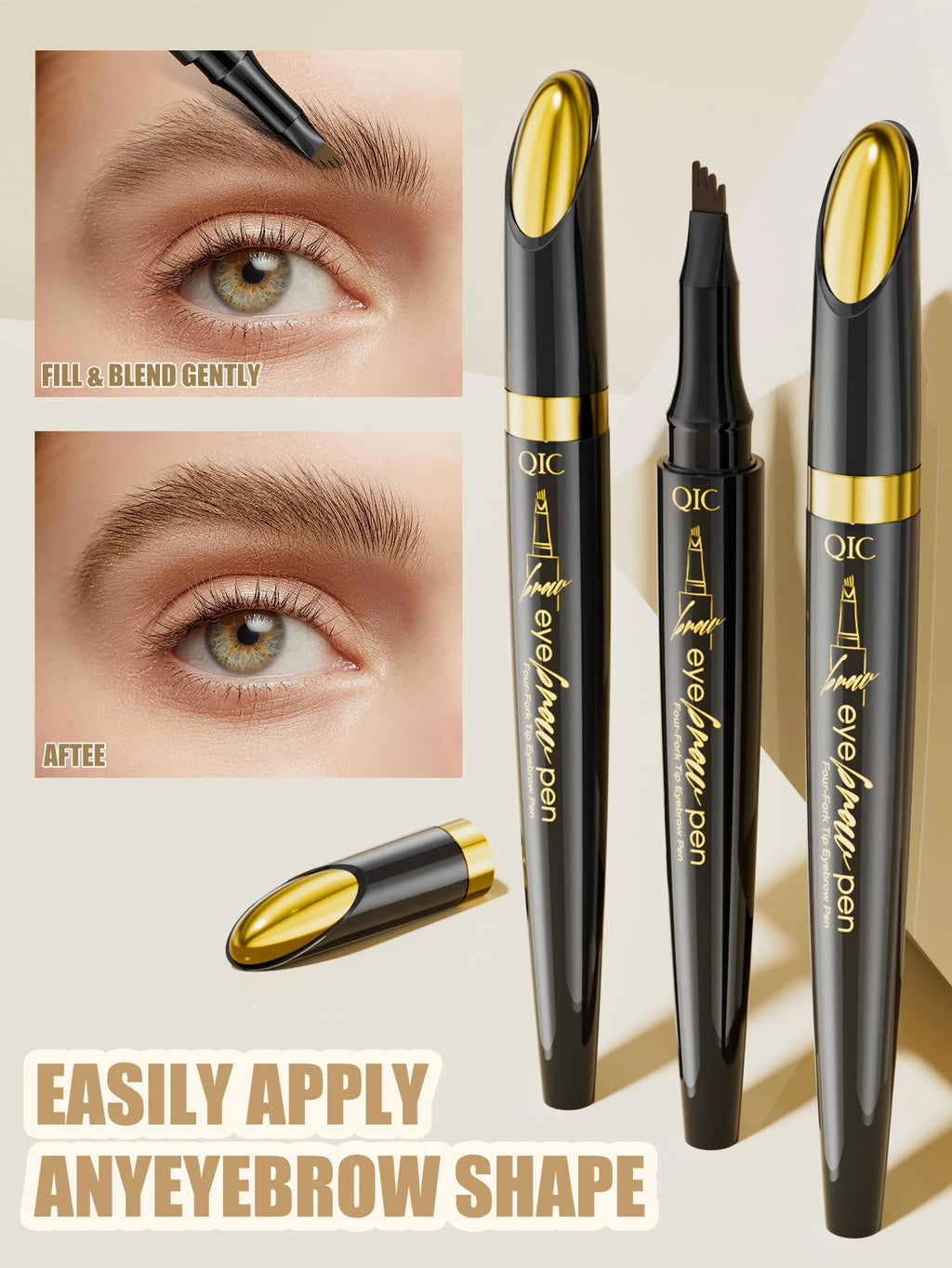 -Tip Liquid Eyebrow Pencil Waterproof Long Lasting Smudge Proof Natural Hair-like Eyebrow 5 Colors Qme
