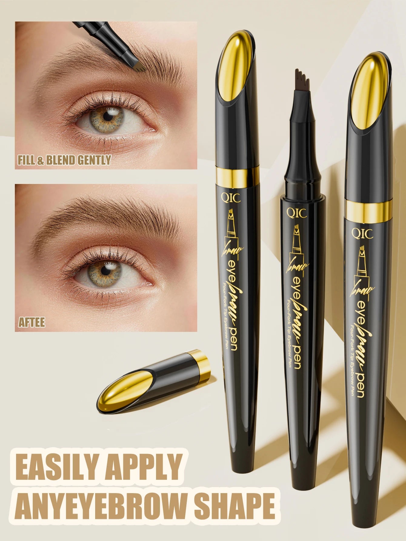 -Tip Liquid Eyebrow Pencil Waterproof Long Lasting Smudge Proof Natural Hair-like Eyebrow 5 Colors Qme