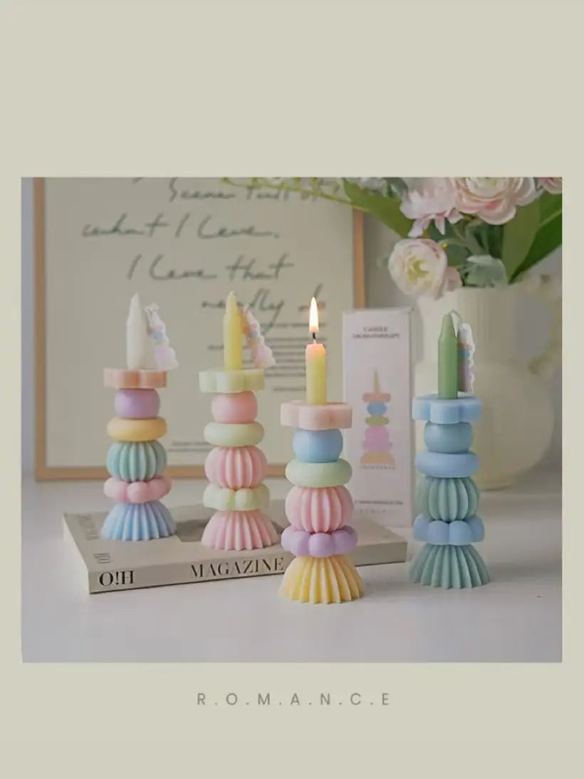 Artisan Geometric Layered Fragrance Candle Lovely Aroma Room Decor Qme