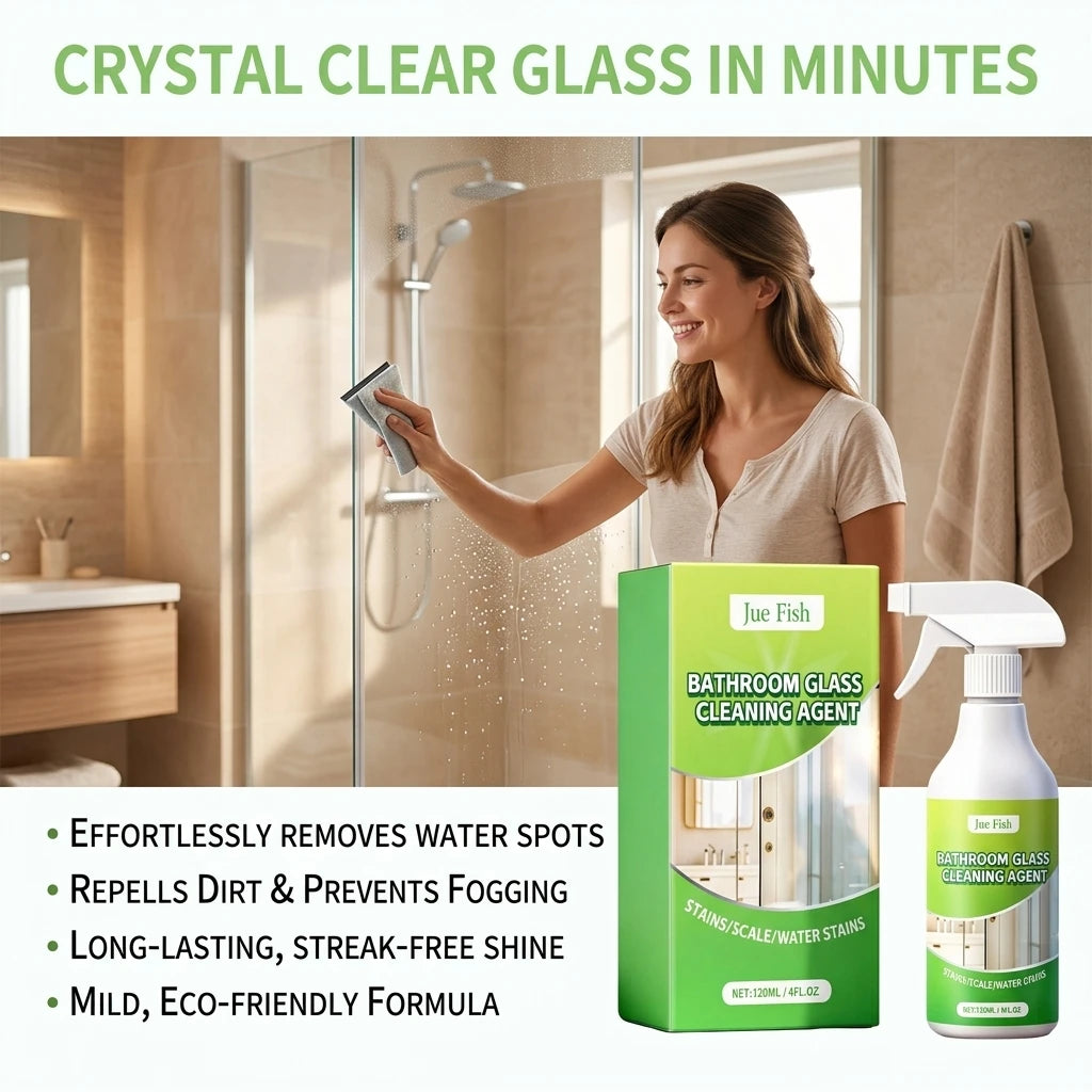 Bathroom Cleaning Spray Eliminate Hard Water Spots & Soap Scum Restore Glass Luster Fast-Acting Multi-surface Limescale Remover Qme