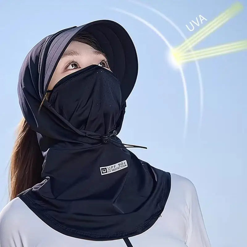 Summer Full-face Sun Hat Women Protection UV Outdoor Cycling Neck Qme