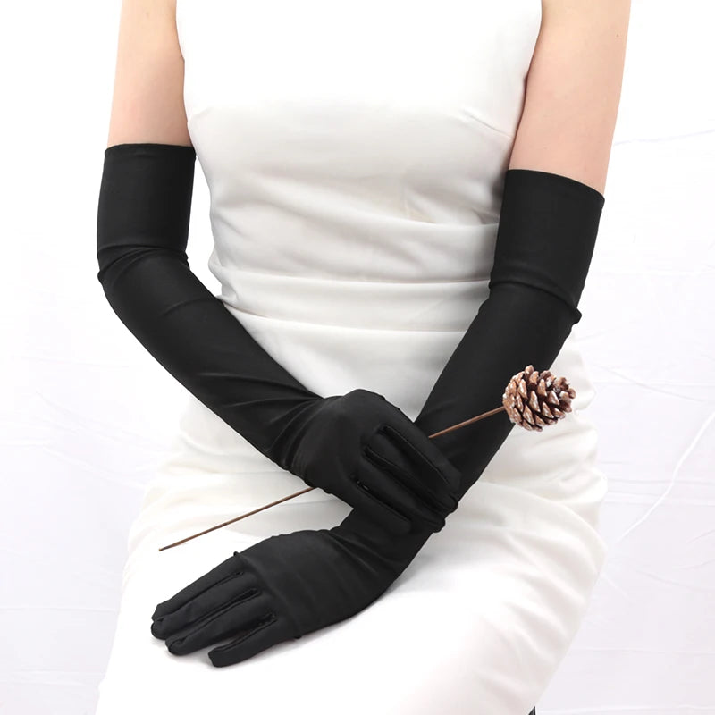 Women Long Finger Elbow Sun Protection Gloves Opera Evening Party Qme