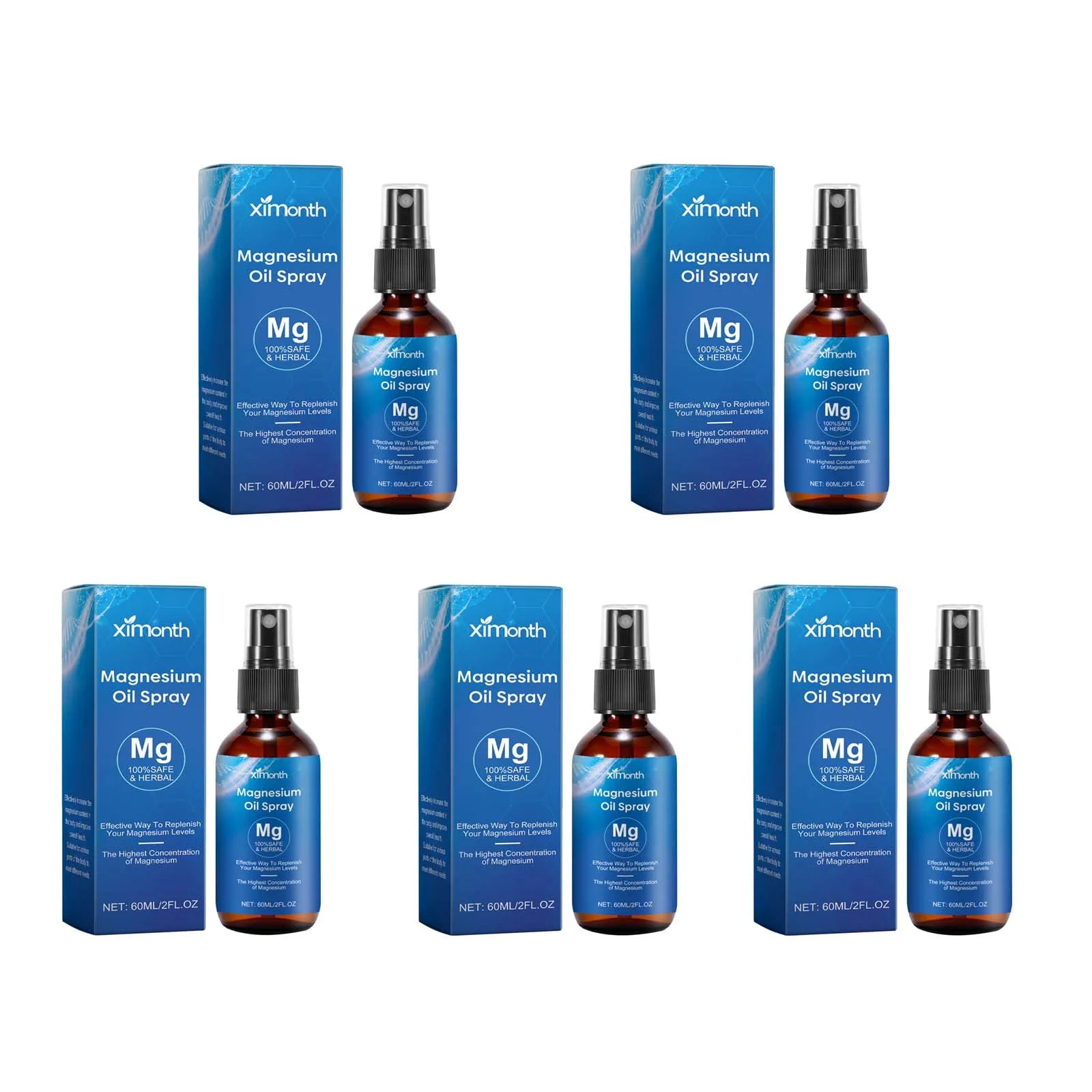 Essential Oil Magnesium Spray Relieves Muscle Body Pain Smoothes Softens Skin Magnesium Oil Spray Relaxation Better Sleep Care Qme 5Pcs