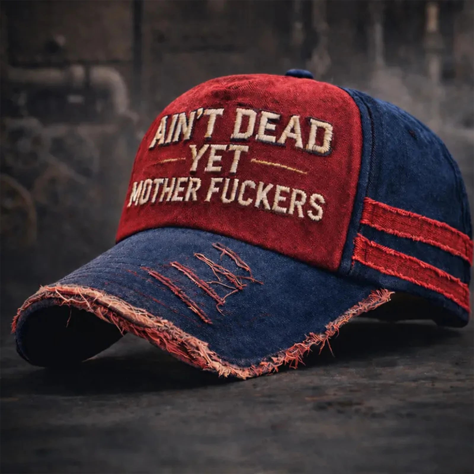 Unisex Washed Vintage Design Commemorative Hat Distressed Adjustable Letter Sun Hat Fashionable Casual Versatile Baseball Cap Qme Red One Size