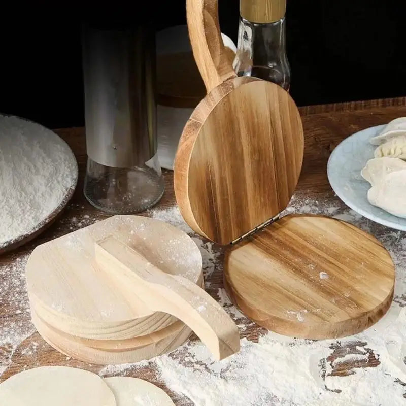 Solid Wood Dough Press Tool Quick Easy Dumpling Skin Presser Home Qme