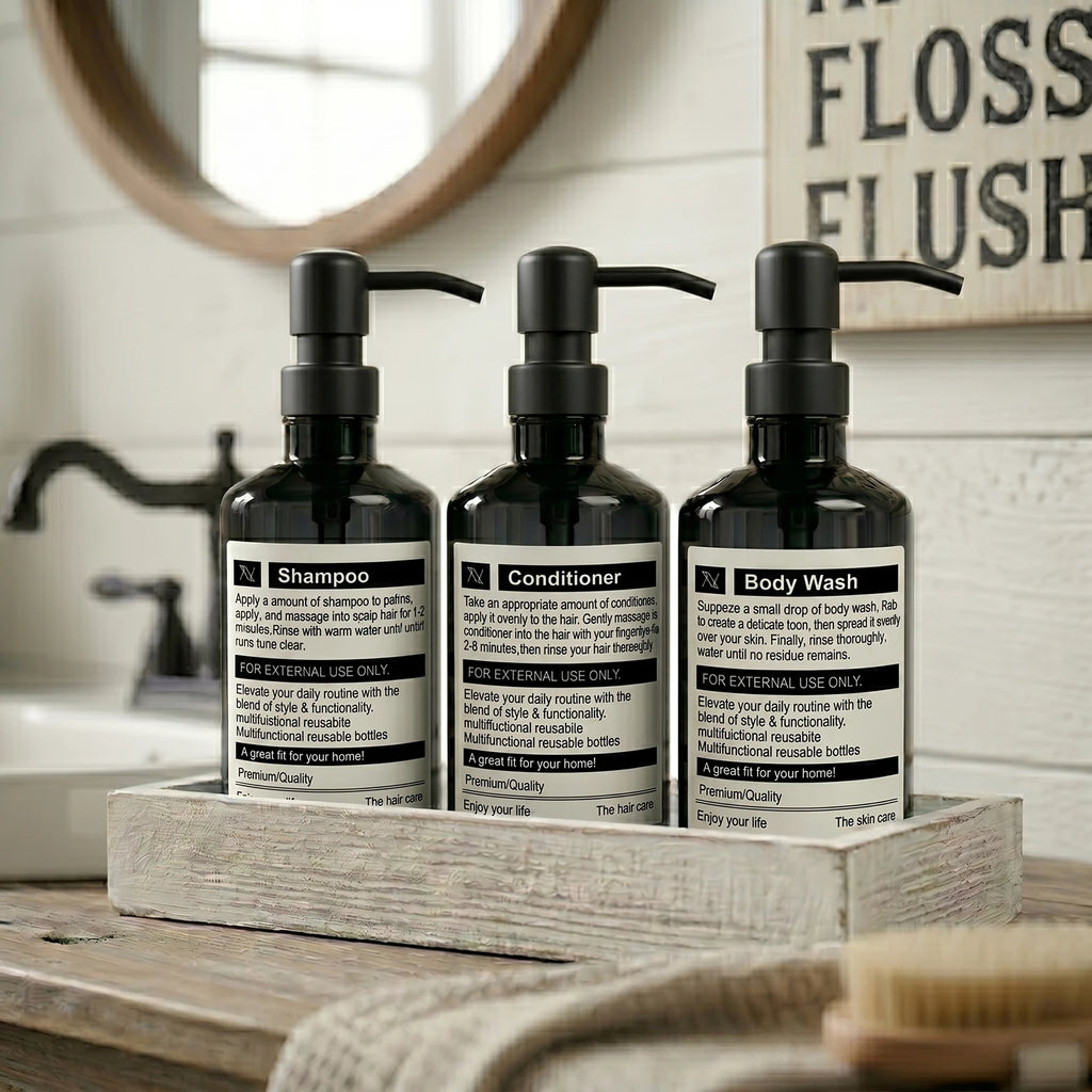 Bathroom Dispenser Bottles for Shampoo Conditioner Body Wash Refillable Pump Bottles for Home Hotel Spa Bathroom Shower Dispense Qme