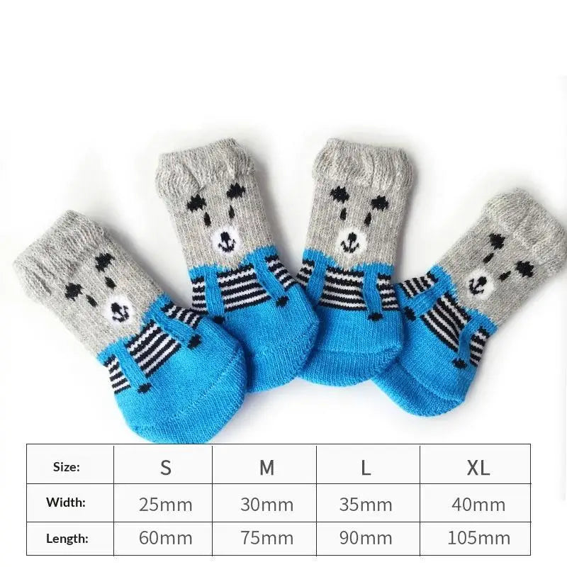 Cartoon Pet Cat Dog Floor Anti-slip Socks Prevent Scratching Dirt Qme B S