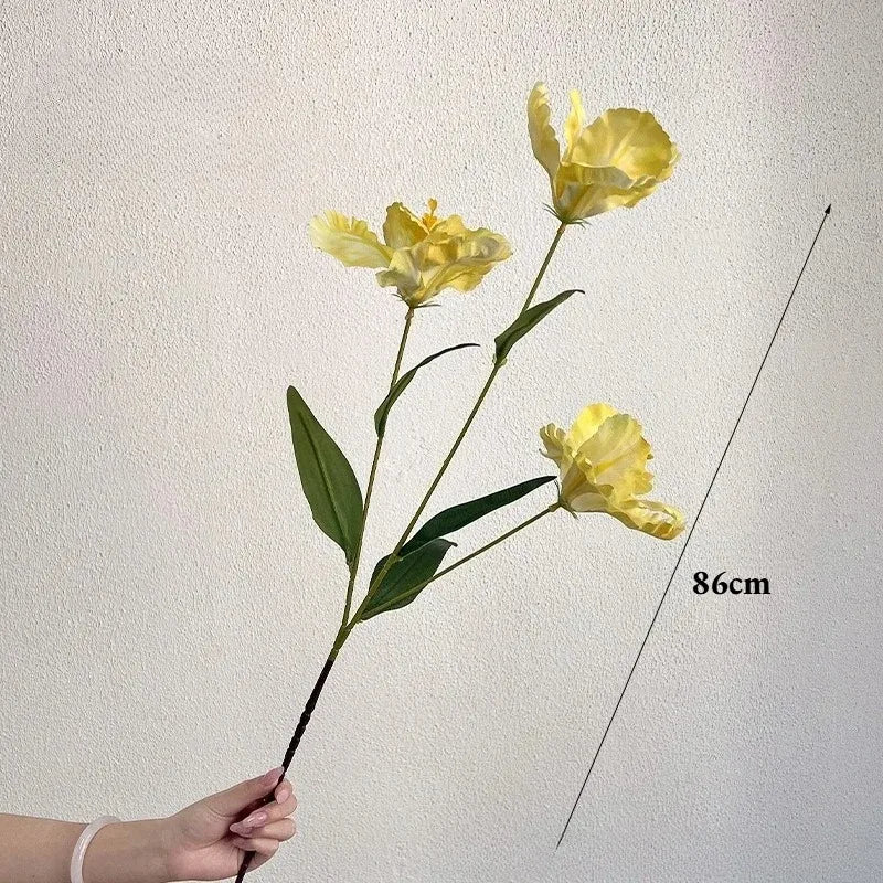 Artificial Iris Flowers Real Touch Bouquet Wedding Arrangement Qme yellow