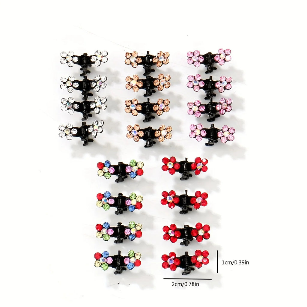 Mini Hair Clips Plum Flower Crystal Design Drill Hair Claw Pins for Women Styling Accessories for Parties Weddings Birthdays Qme