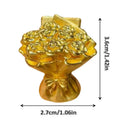 Mini Gold Rose Bouquet Ornament Handmade Metal Artificial Flower Qme 1pc