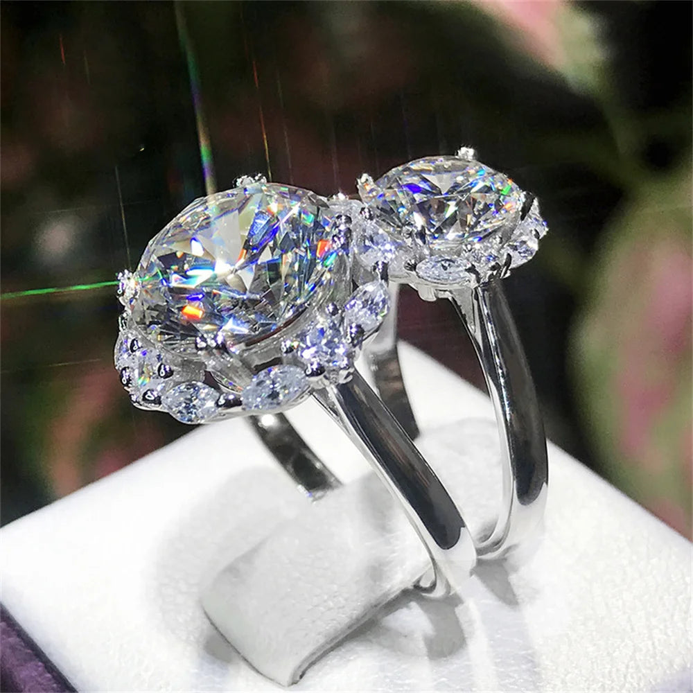 Popular Queen Big 5-carat Imitation Moissanite High Carbon Zircon Ring Adjustable Proposal Wedding Party Jewelry Give Gift box Qme