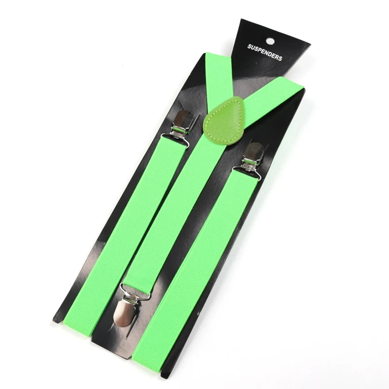30 Colors Vintage Suspenders Men Women Adult Y Back Adjustable Straps Qme light green