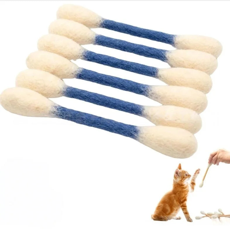 6/12PCS Cotton Swab Shaped Catnip Toy Durable Kitten Teeth Grinding Pet Interactive Chewing Play Accessory Qme D-6
