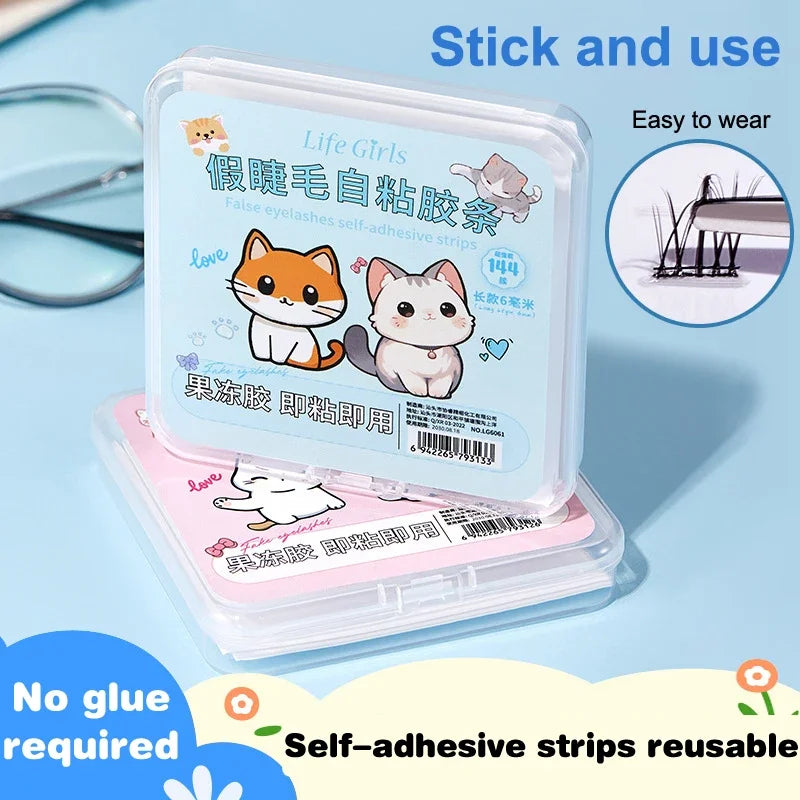 Short Long False Eyelashes Glue Strips White Glue-free Jelly Qme
