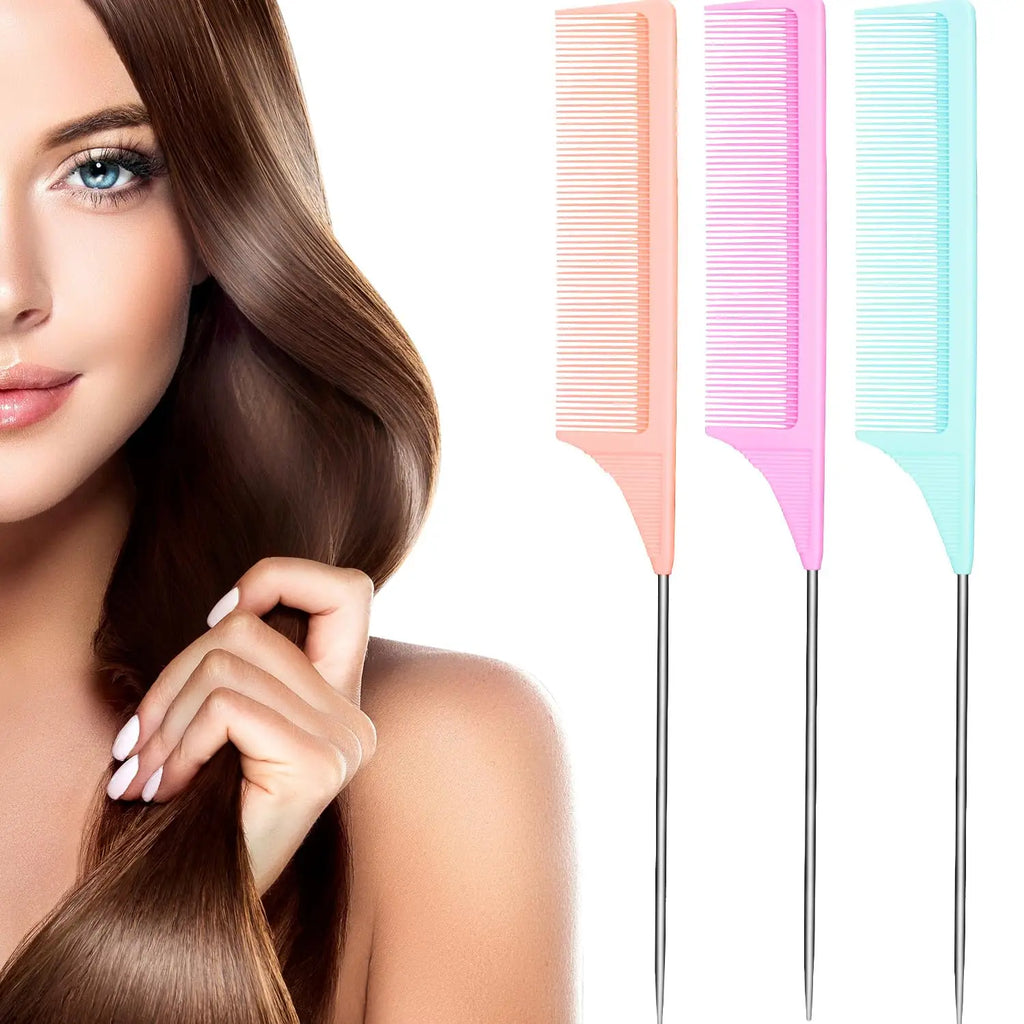 Mouse Tail Comb Steel Needle Mouse Tail Carbon Fiber Heat Resistant Teasing Comb With Stainless Steel Needle Tail Qme
