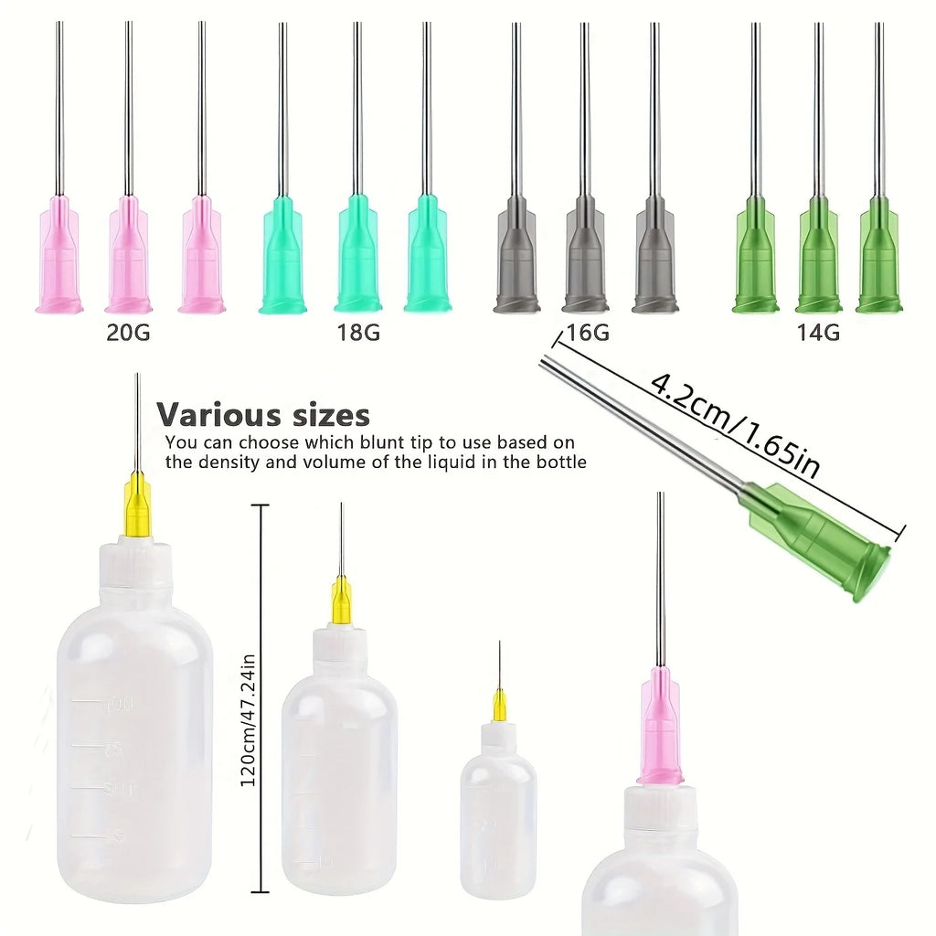 6 Pack 30ml Squeeze Dispensing Bottles With Mixed Blunt Needle Tips & Extra Sealing Caps For Glue Oil Paint Rosin Flux DIY Qme