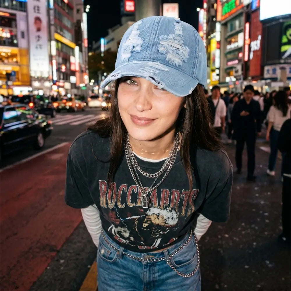 Simple Creative Denim Baseball Cap Hip Hop Cotton Sunscreen Hat Qme