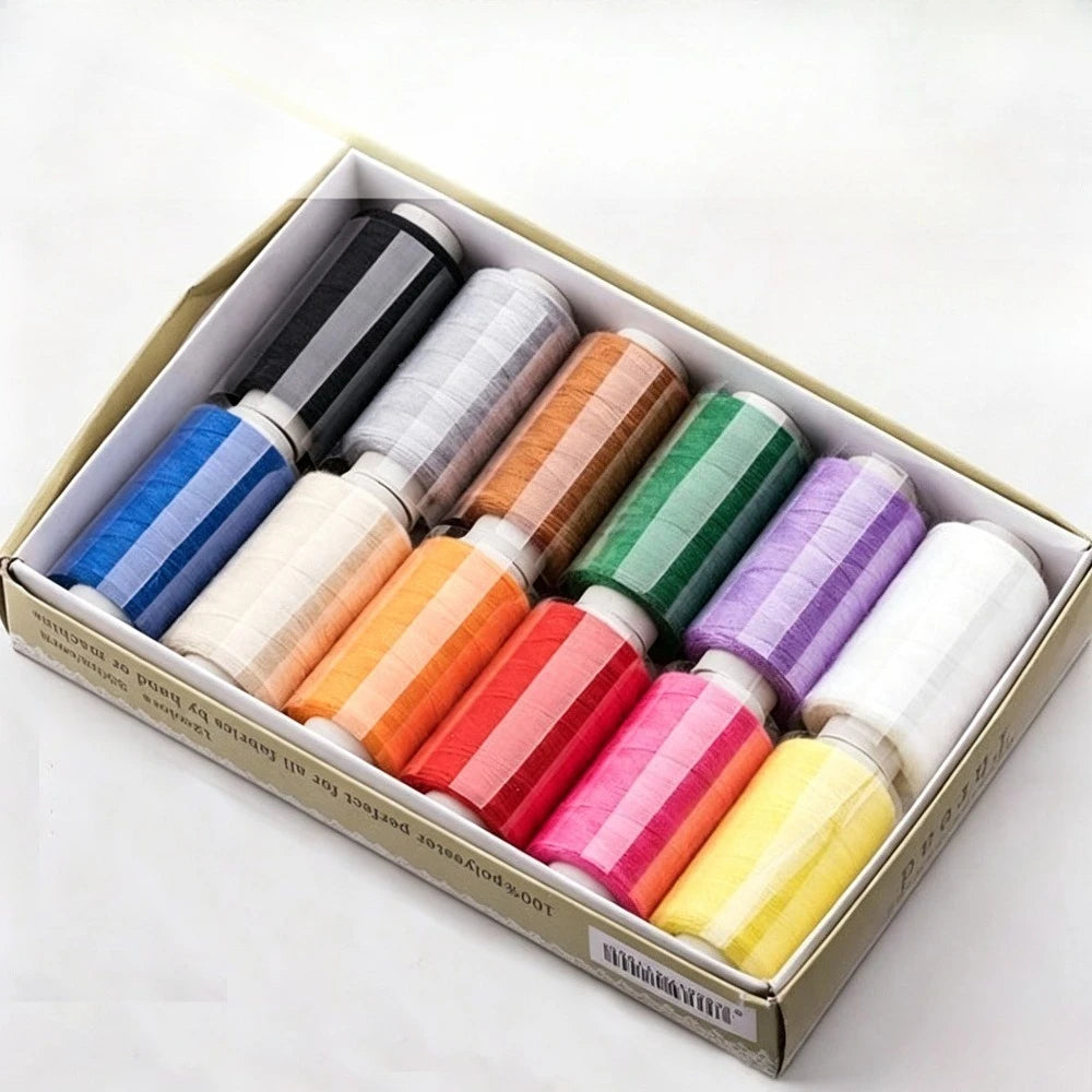 12 Colors Sewing Thread Set, 350m/Spool， For Hand & Machine Sewing, Multi-Color Thread Kit For Clothing Repair, DIY Crafts Qme 12pcs set