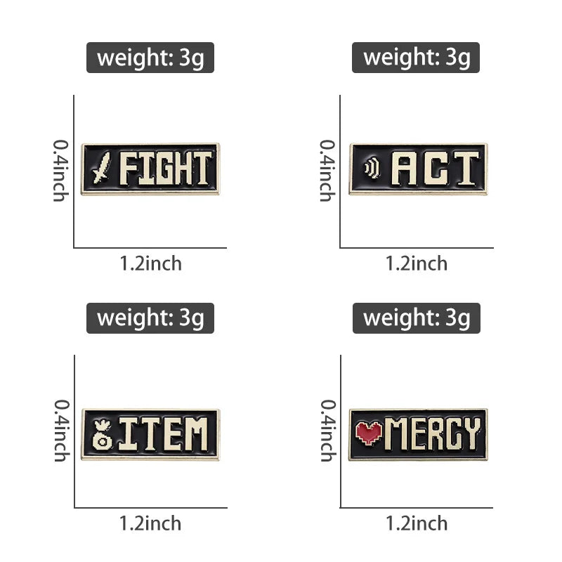 Red Heart Mercy Badge Enamel Pins Undertale Game ACT ITEM Brooches Metal Lapel Badge Funny Jewelry Gift for Friend Wholesale Qme