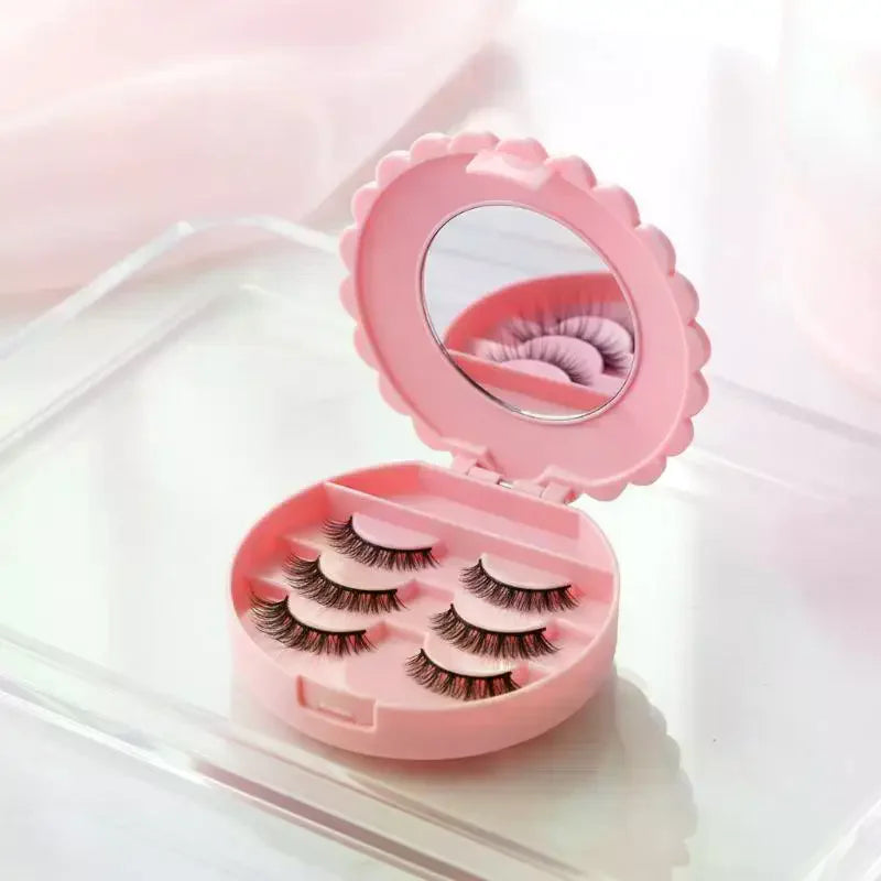 False Eyelash Storage Box Makeup Organizer Mirror Easy Clean Holder Qme