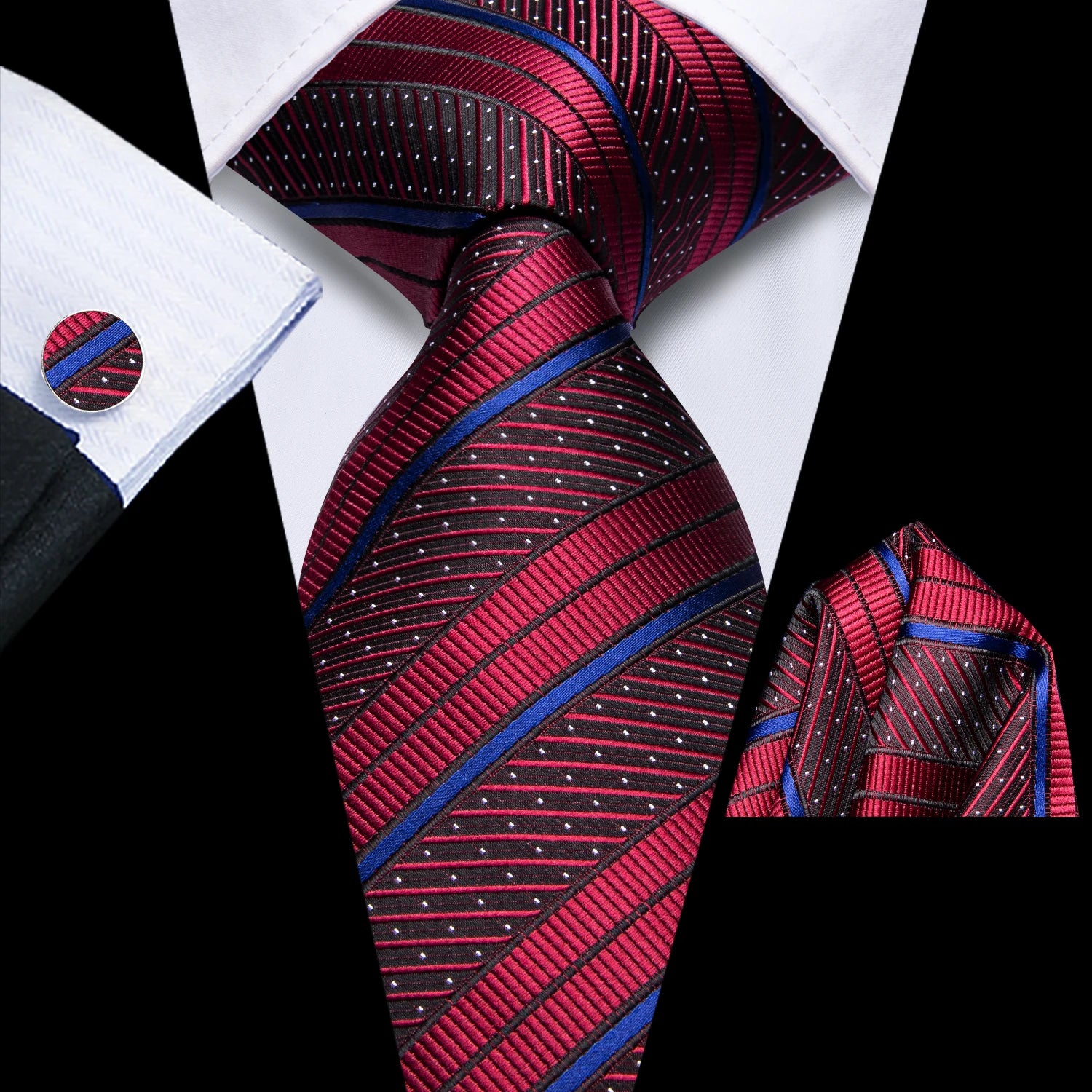 Hi-Tie Designer Orange Teal Striped Paisley Silk Wedding Tie For Men Necktie Hanky Cufflink Fashion Business Party Dropshipping Qme 4051