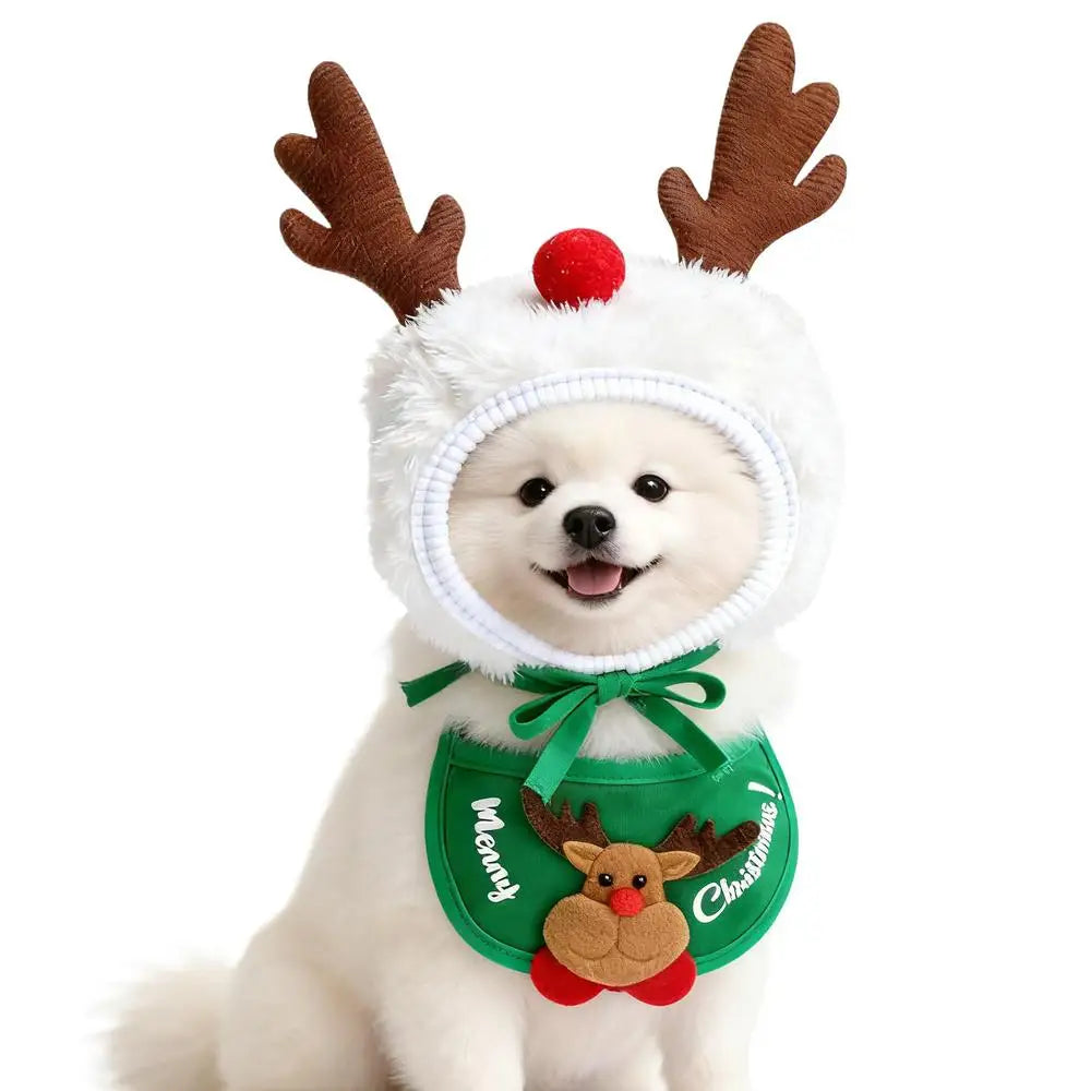 Dog Christmas Costume Festive Pet Hat Bandana Puppy Costumes Qme Antler hat China Mainland