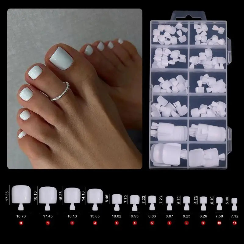 Short Square Gel Toenail Tips Matte Press Full Cover Effortless Qme