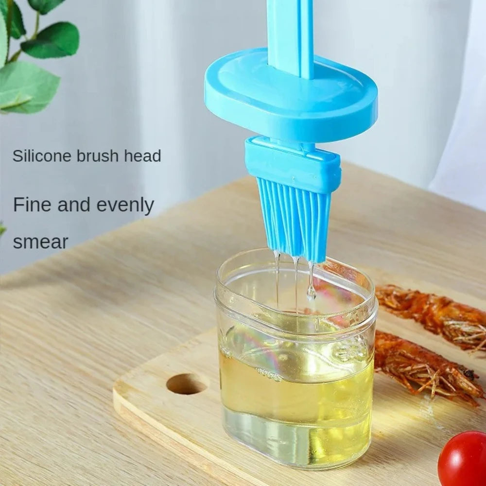 BBQ Oil Dispenser With Silicone Brush Kitchen Cooking Utensil For Outdoor Barbecue Baking And Grilling Oil Application Tool Qme