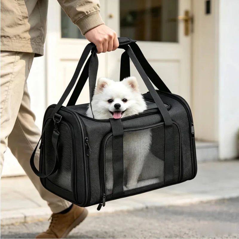 Foldable Breathable Oxford Pet Carrier Bag Portable Dog Cat Travel Transport Bag Safe Pet Car Seat Bag For Self-driving Tour Qme