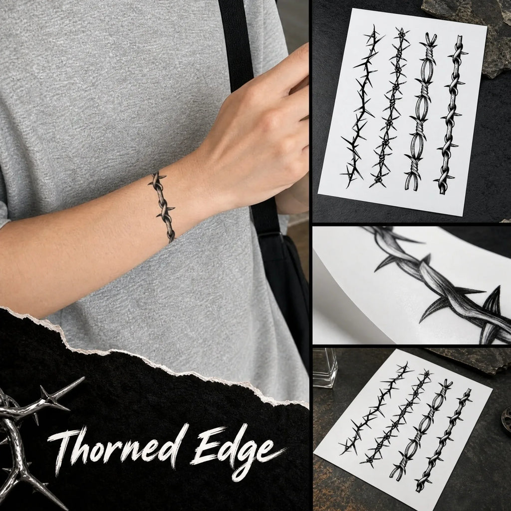 1pc Thorn Armband Waterproof Long-lasting Temporary Tattoo Stylish Semi-permanent Arm Tattoo Sticker Cosplay Effect Products Qme