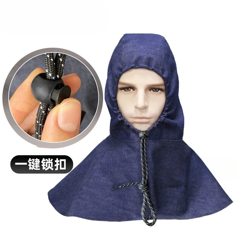 2pcs Adjustable brimless denim shawl hat dust hood grinding and handling special labor insurance equipment Qme Lock model