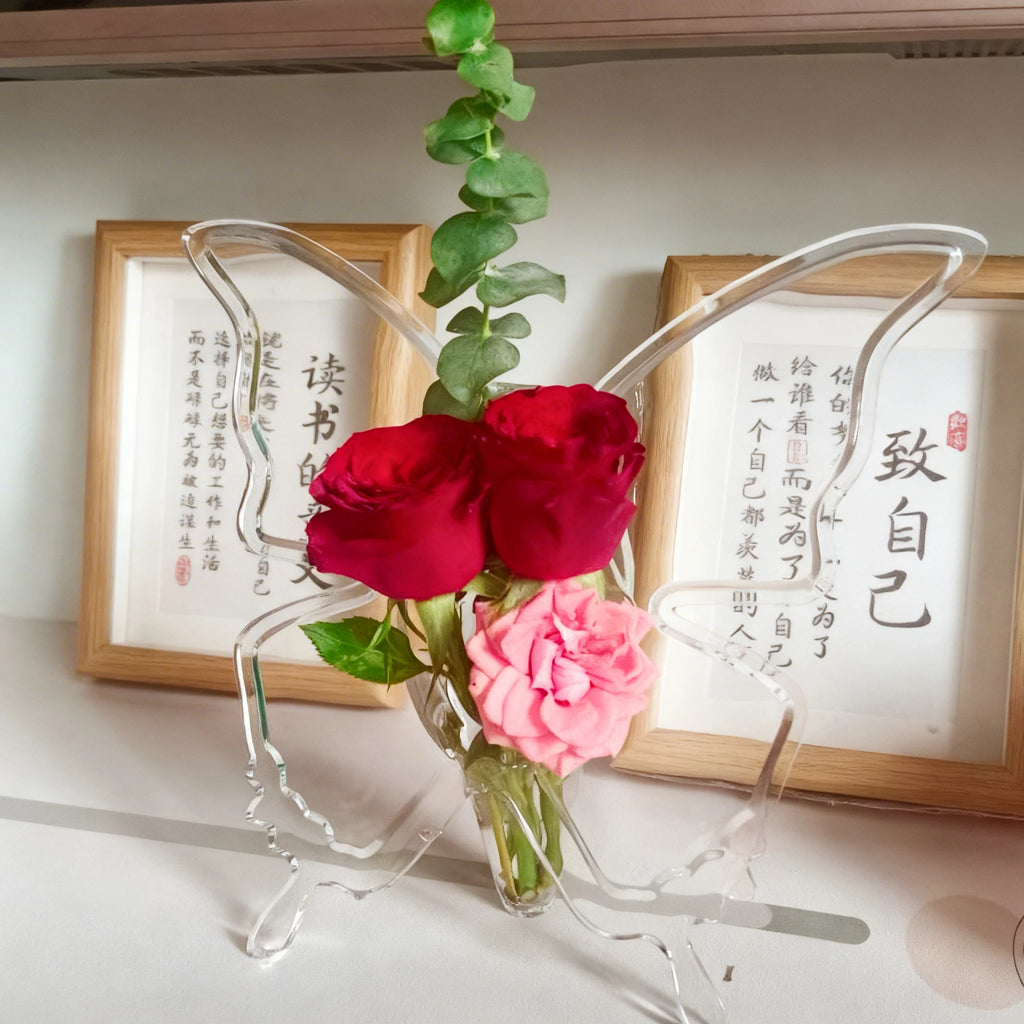 Butterfly Flower Vase Clear Acrylic Vases Flowers Decoration Consoles Qme