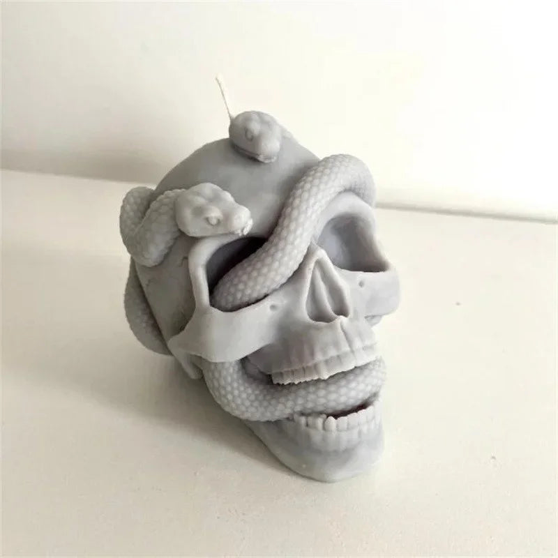 Skull Snake Head DIY Epoxy Resin Mold Double Silicone Molds Halloween Qme
