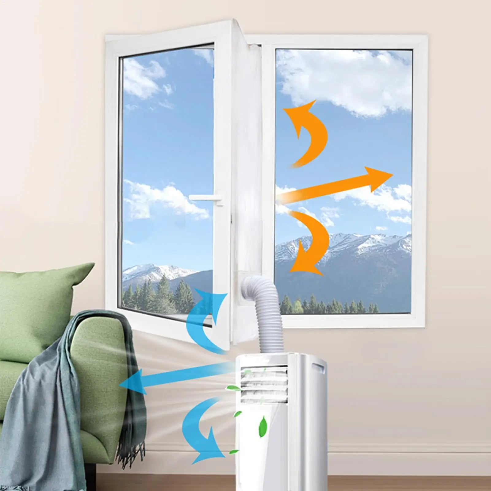 Portable AC Vent Kit Adjustable No Drill Plate Portable AC Unit Window Kit For Exhaust Hose Sliding Door Home Kitchen Bedroom Qme