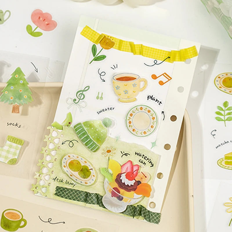 4 Books Fresh Four Seasons Sticker Book, Landscape Collage Materials for Journals, Versatile & Elegant Creative Craft Decor Qme