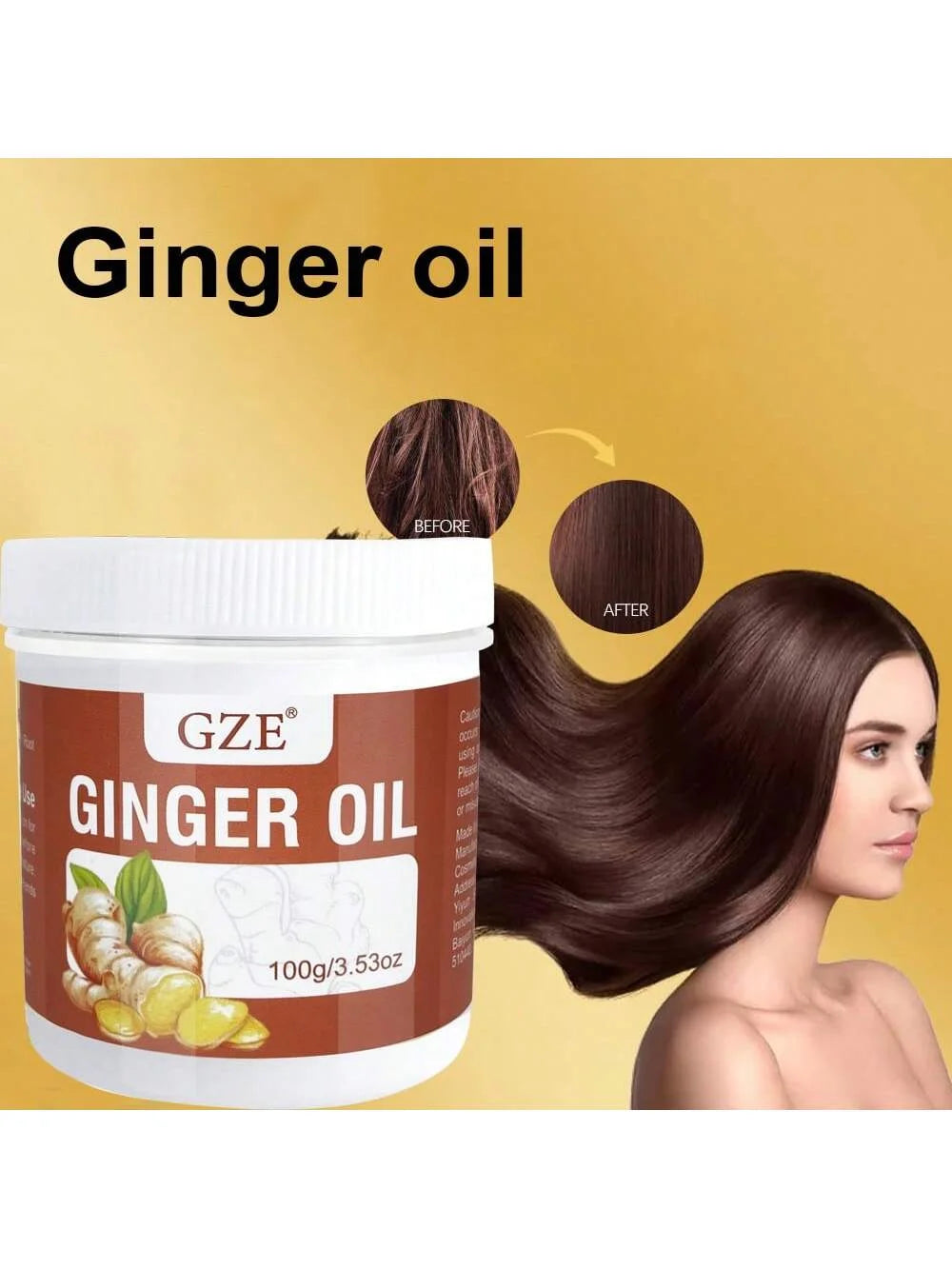 GZE Ginger Hair Strengthens Care Essential Oil, Ginger Hair Serum, Healthy Hair Root To Tip Turmeric Essence Qme
