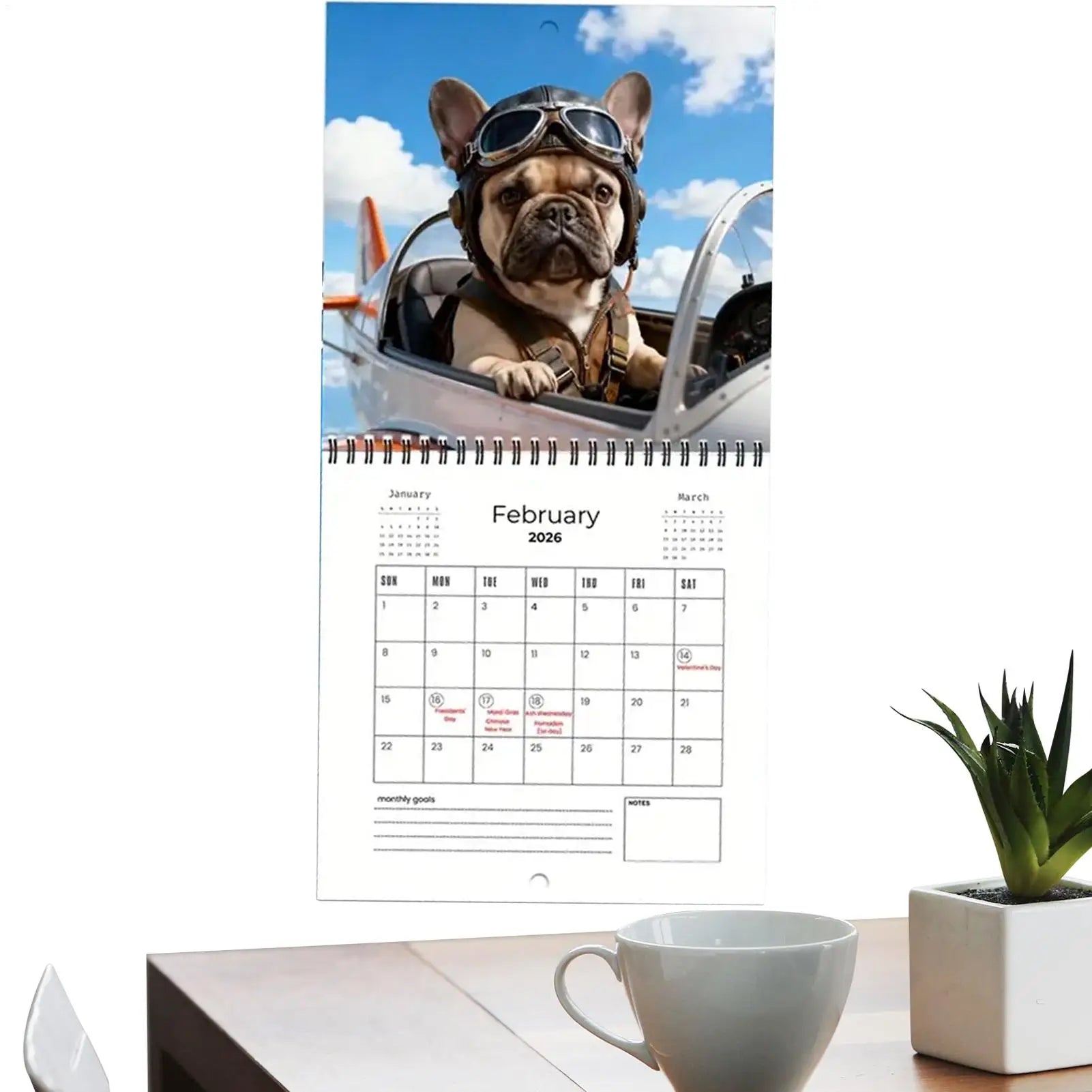 Calendar 2026 With Holidays Weekly Daily French Bulldog 2026 Calendar Planner For Home Office School Dorm Qme
