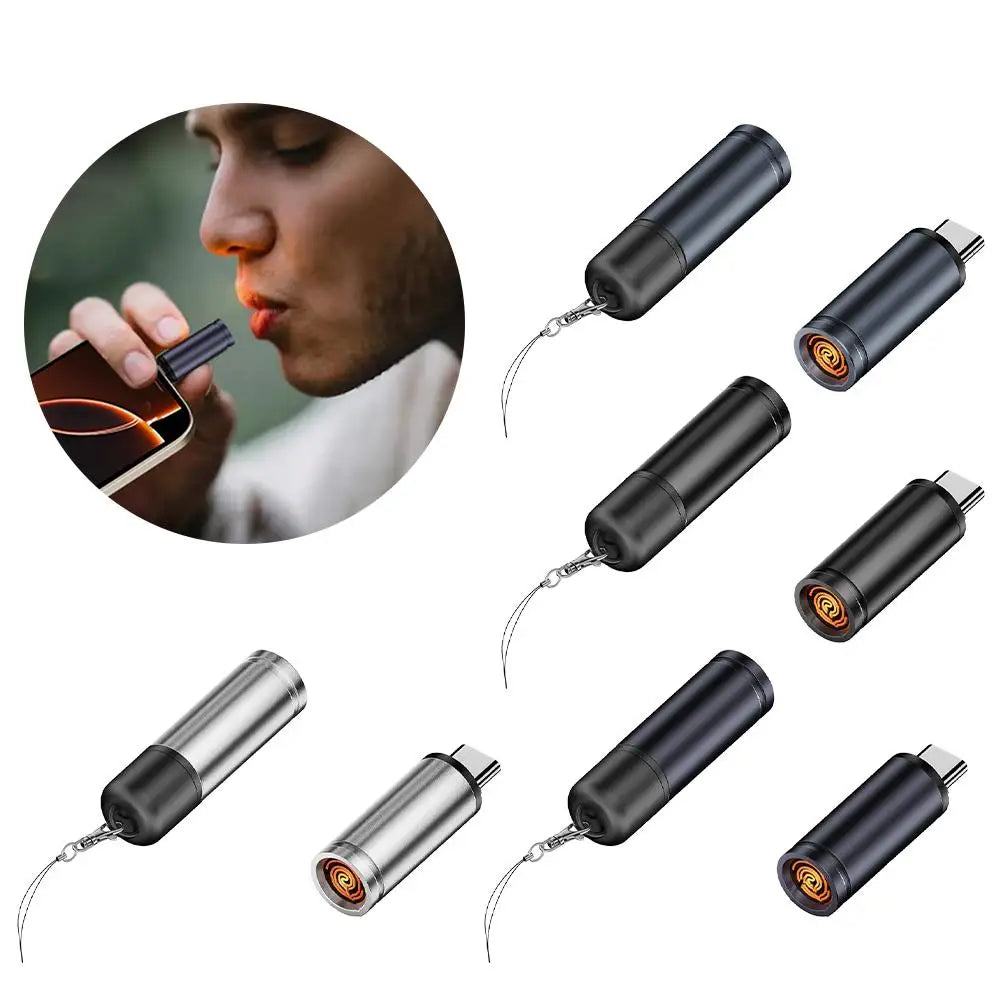 NEW Electric Lighter Type C Cable Lighter For IPhones 15 16 Tablets Safety Switch Windproof With Rechargeable Flameless Igniter Qme